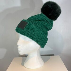Love Your Melon Forest Green Beanie hat with dark green  Pom-Pom